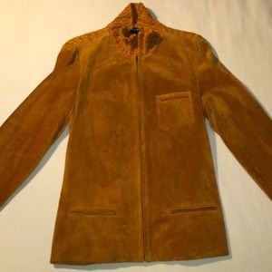 Ellen Tracy Orange Leather Jacket (Knit Back)
